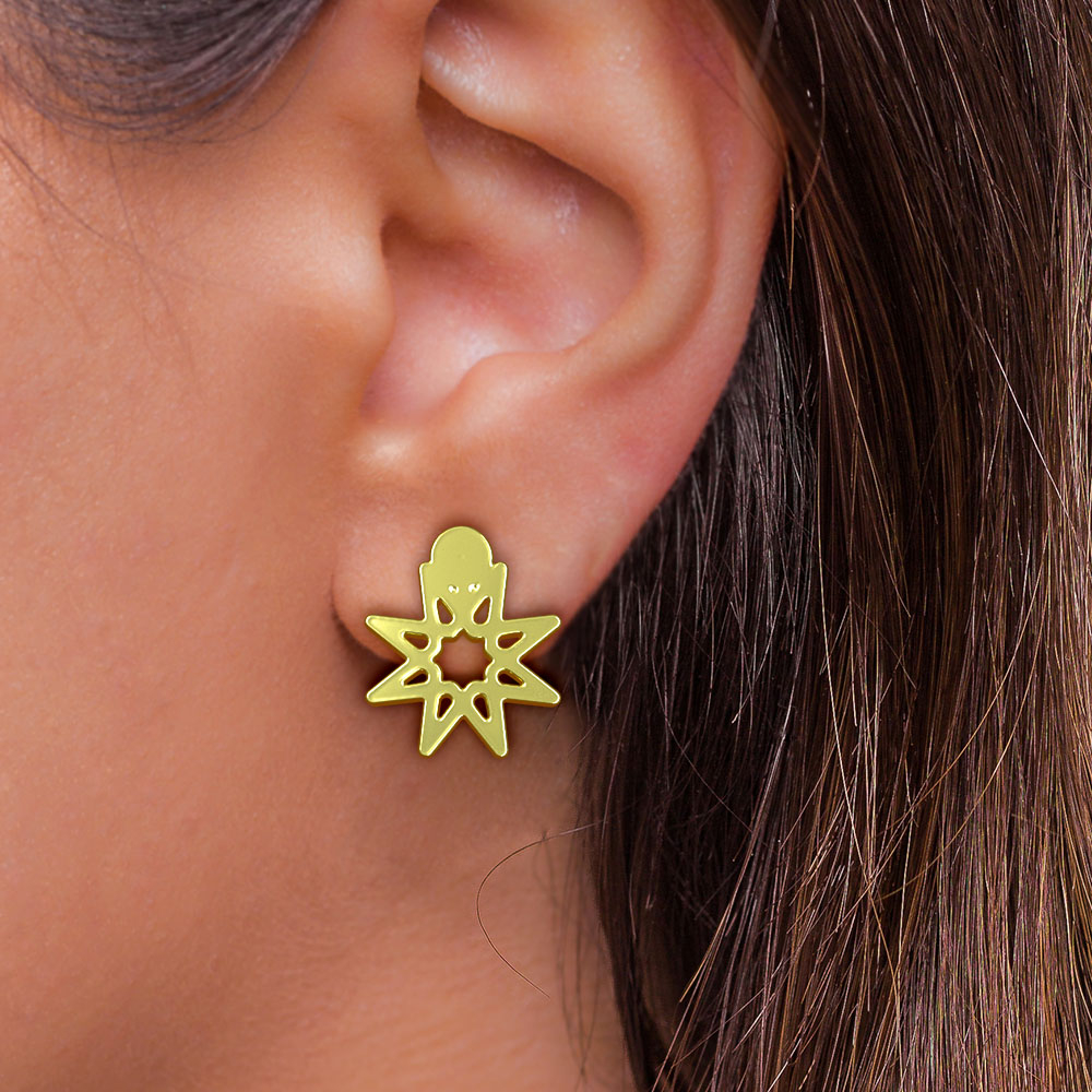 گوشواره طلا 18 عیار زنانه مدوپد مدل ستاره کد GA1-10183