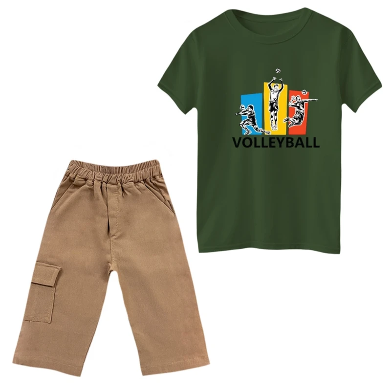 ست تی‌شرت و شلوارک پسرانه مدل والیبال