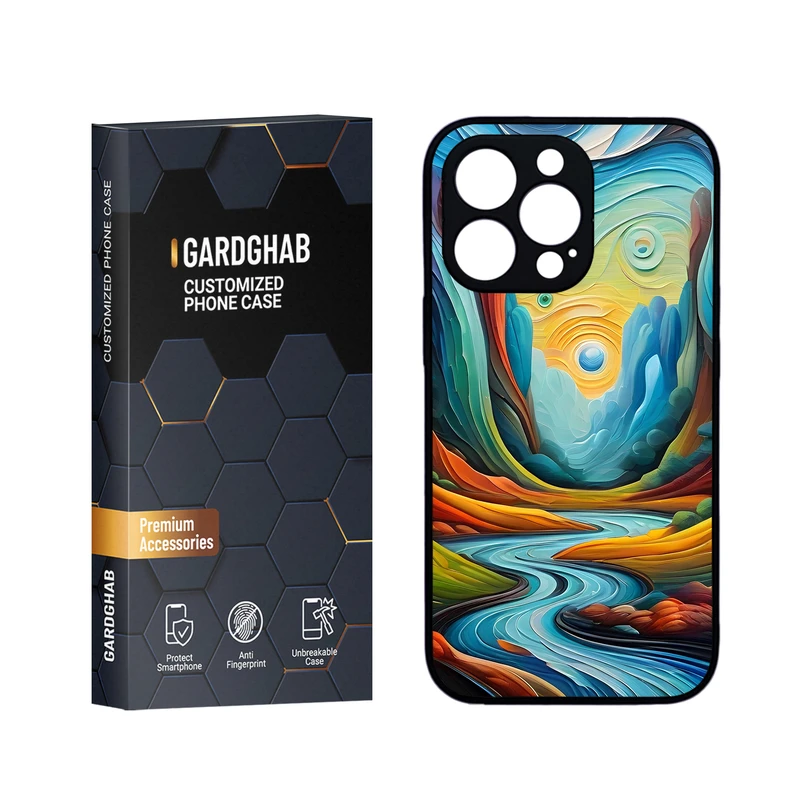 کاور گارد قاب مدل دورژله ای پشت گلس هنری مناسب برای گوشی موبایل اپل iPhone 13 Pro