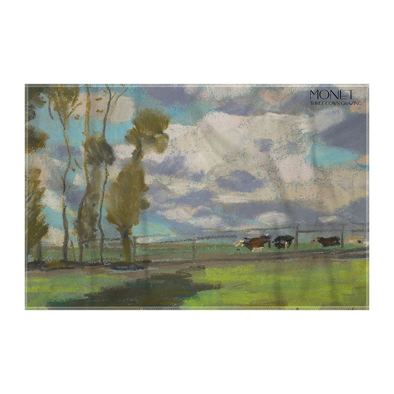 کاغذ کادو ترمه طراحان ایده مدل سه گاو در حال چرا از مونه کد art0186 سایز 57x37 سانتی متر