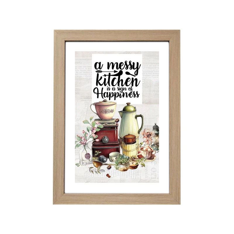 تابلو آرینوس طرح ظروف آشپزخونه کد 10 فریم کرم