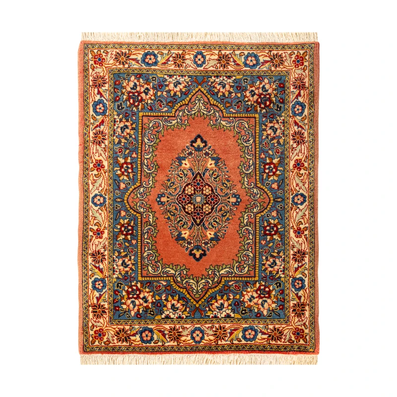 فرش دستبافت 0,6 متری مدل ساروق کد 45P9177 زمینه لاکی