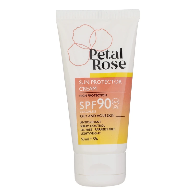 کرم ضد آفتاب بدون رنگ پتال رز SPF 90 مدل High Protection ‌مناسب پوست‌های چرب حجم 50 میلی‌لیتر