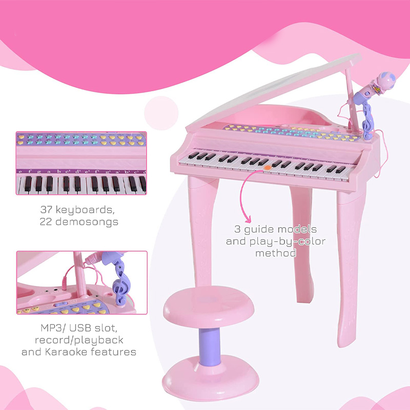 اسباب بازی موزیکال مدل پیانو پایه دار و میکروفون کد 88022 -  - 10