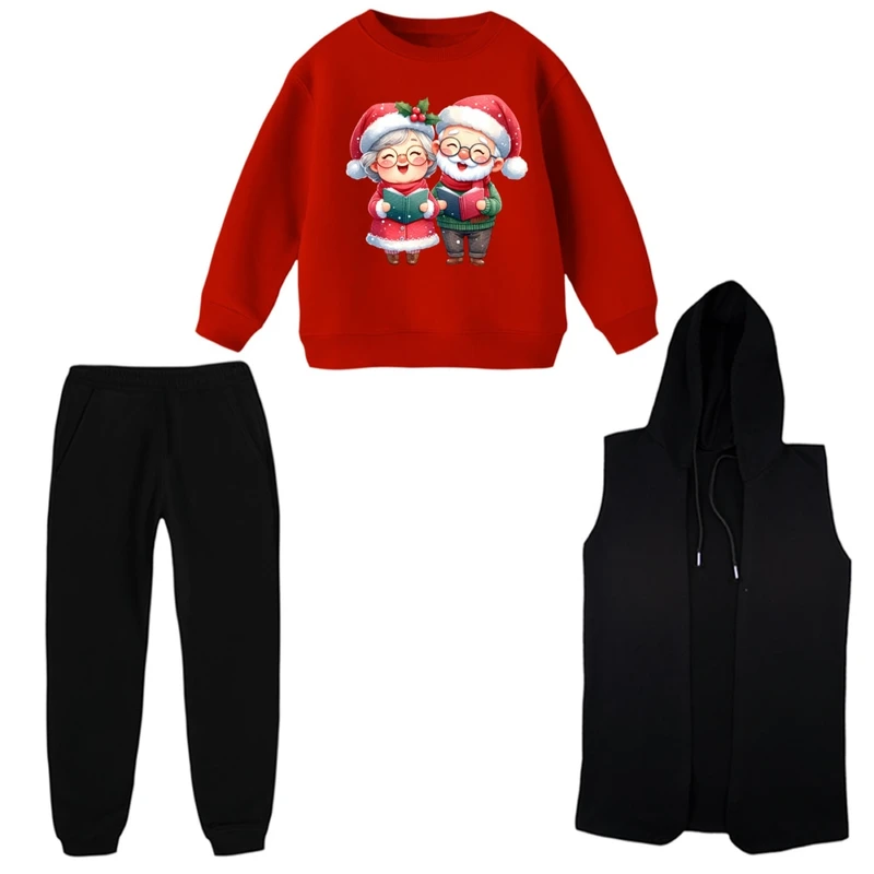 ست 3 تکه لباس راحتی بچگانه مدل کریسمسی کد 010