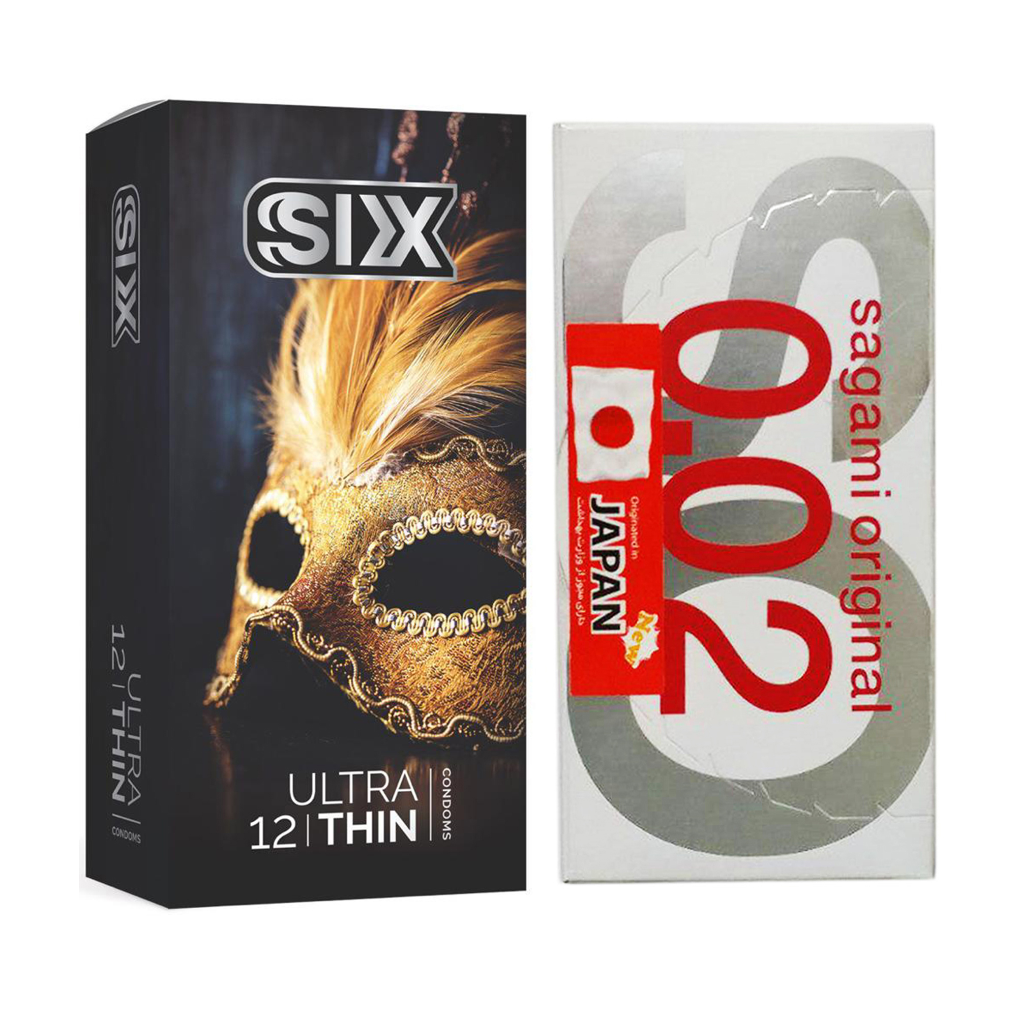 کاندوم ساگامی مدل Normal بسته 2 عددی به همراه کاندوم سیکس مدل Ultra Thin بسته 12 عددی