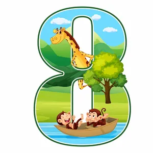 استند رومیزی تولد مدل عدد 8 طرح حیوانات جنگل کد 1751