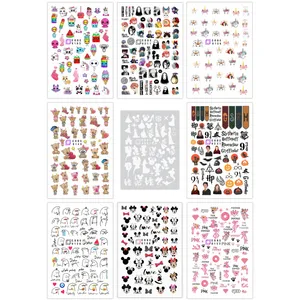 برچسب لنز ناخن مدل کارتونی مجموعه 9 عددی 