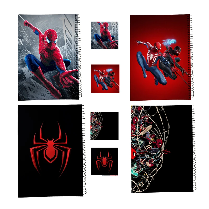 دفتر مشق 100 برگ طرح مرد عنکبوتی کد AA12 به همراه برچسب مجموعه 8 عددی