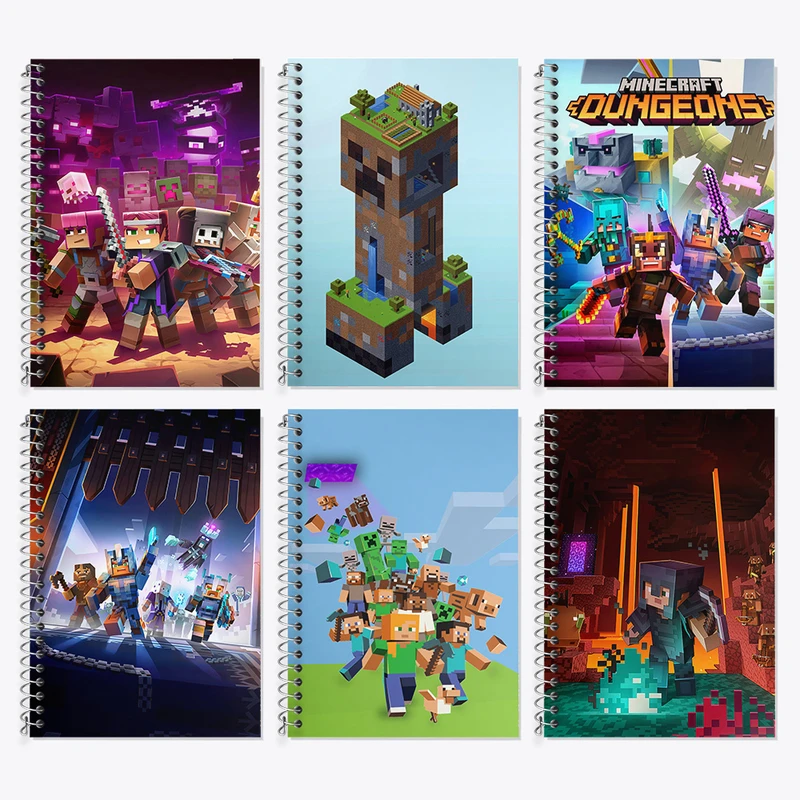 دفتر زبان 50 برگ خندالو مدل دو خط طرح ماینکرفت (Minecraft) کد 582 مجموعه 6 عددی