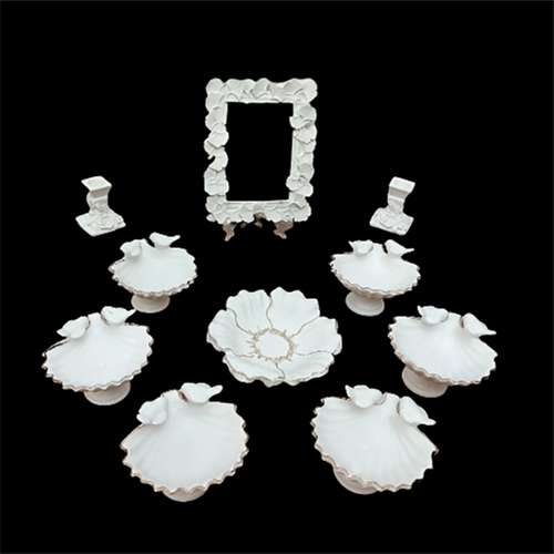 مجموعه ظروف هفت سین 10 پارچه مدل صدف و گنجشک و گل بزرگ کد 46