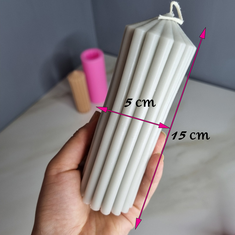 قالب شمع مدل استوانه شیاردار طرح کله قندی کد C 15CM