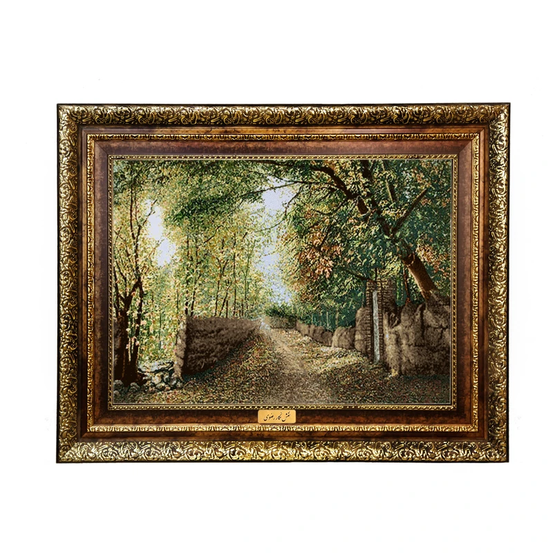 تابلو فرش ماشینی نقش نگار رضوی طرح کوچه باغ کد 1913H