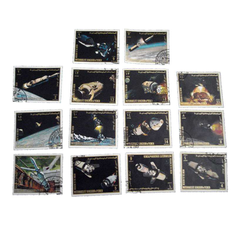 تمبر یادگاری مدل فضایی کد bc-1533 مجموعه 14 عددی