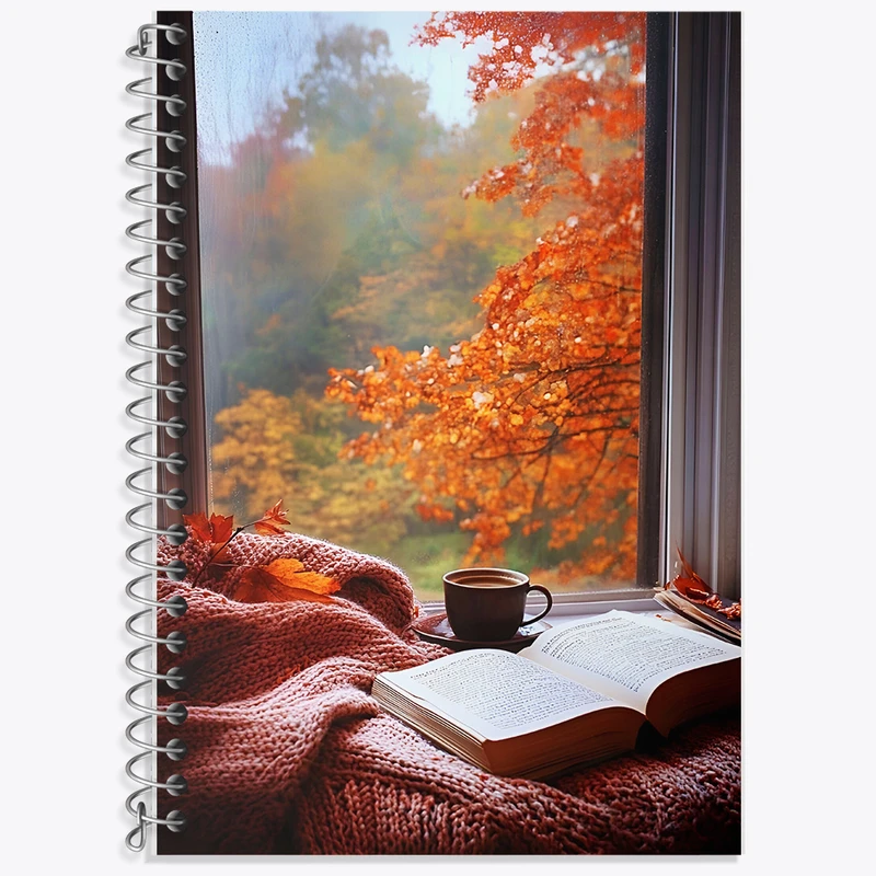 دفتر زبان 50 برگ خندالو مدل سه خط طرح کتاب و پاییز کد F5639