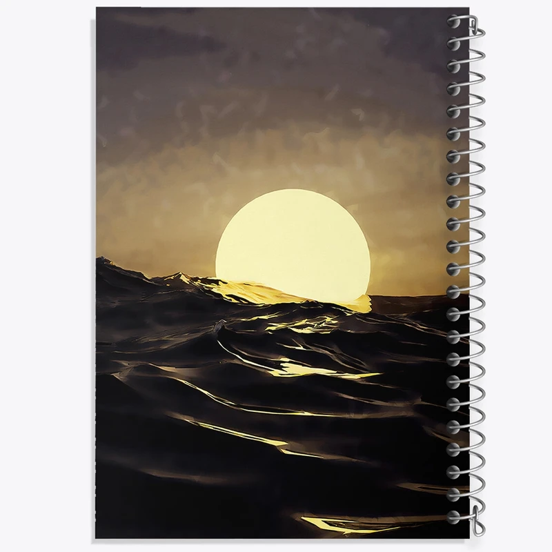 دفتر ژورنال نویسی 50 برگ خندالو مدل نقطه ای طرح ماه و دریا کد F1188