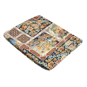 روفرشی مدل مخمل شانل کشدار کد R-1021 زمینه چند رنگ