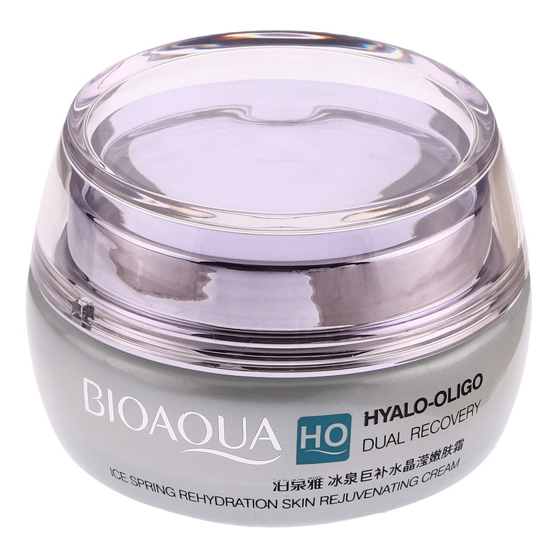 کرم جوان کننده بی آکوا مدل HYALO-OLIGO مناسب برای انواع پوست وزن 50 گرم