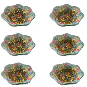 کاسه سفالی  طرح  میناکاری نقش برجسته مدل لب دالبری کد 5025 بسته 6 عددی