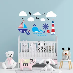 استیکر دیواری کودک طرح دریا و قایق کد D221