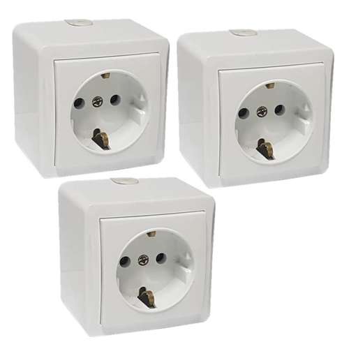 پریز برق ارت دار پارت الکتریک مدل روکار بسته 3 عددی