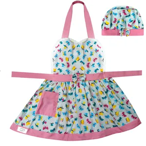 پیش بند آشپزخانه مدل  پروانه های رنگی کد 002 به همراه کلاه