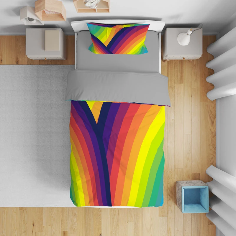 سرویس روتختی مدل رنگین کمانی T5614 تک نفره 5 تکه