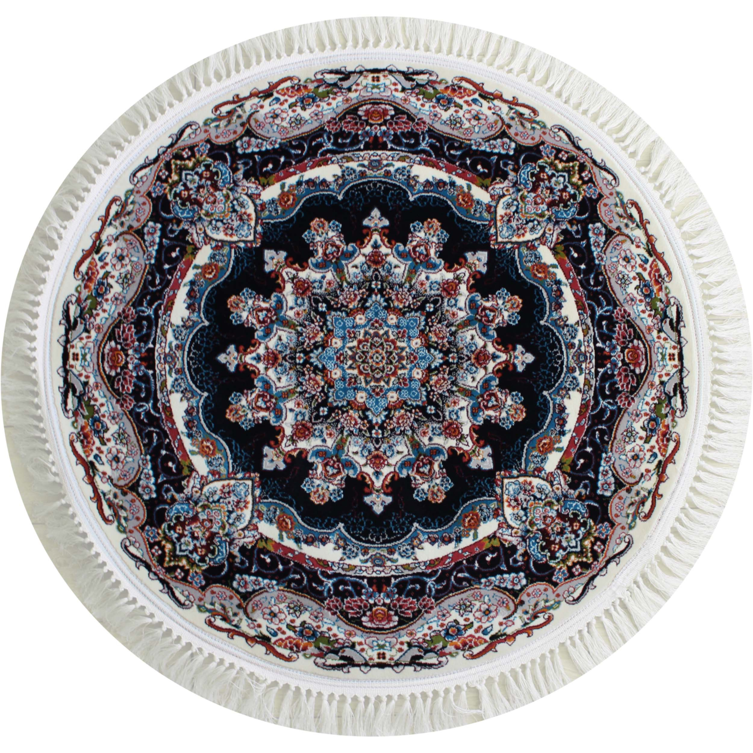 فرش ماشینی مدل دایره طرح نیلا زمینه کرم