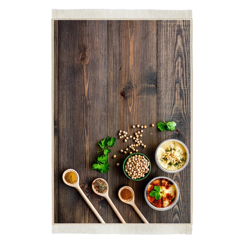 فرش ماشینی هانوکس مدل مدرن طرح چوب و ادویه کد AHC-886-1