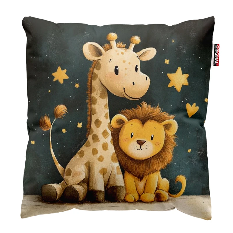 کوسن پاد آفرین مدل کارتونی طرح حیوانات کد PK403702 سایز 40*40 سانتی متر