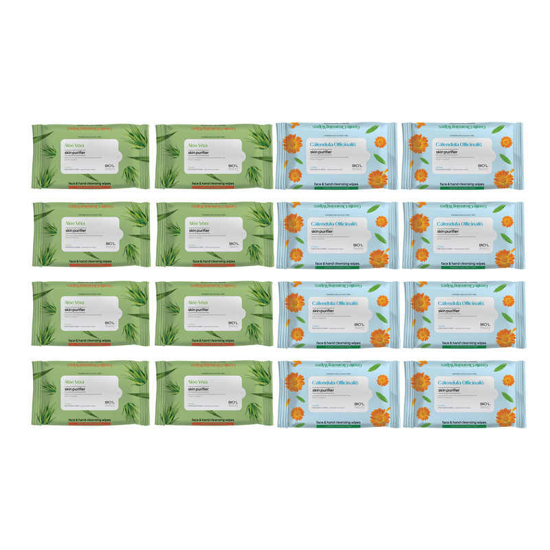 دستمال مرطوب بیول مدل Calendula & ALOEVERA مجموعه 16 عددی