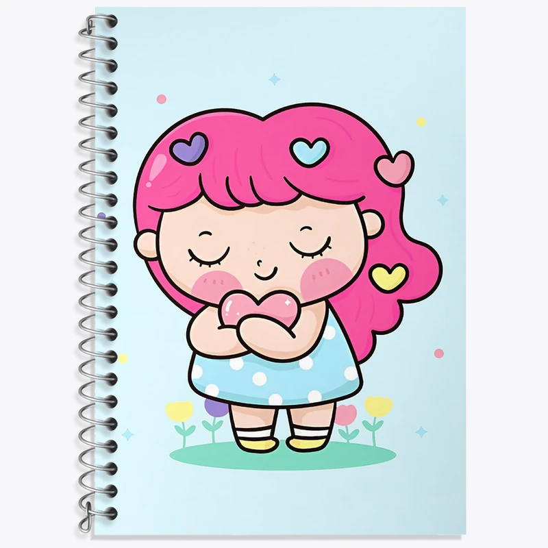 دفتر زبان 50 برگ خندالو مدل سه خط طرح دخترانه کیوت کد N4150