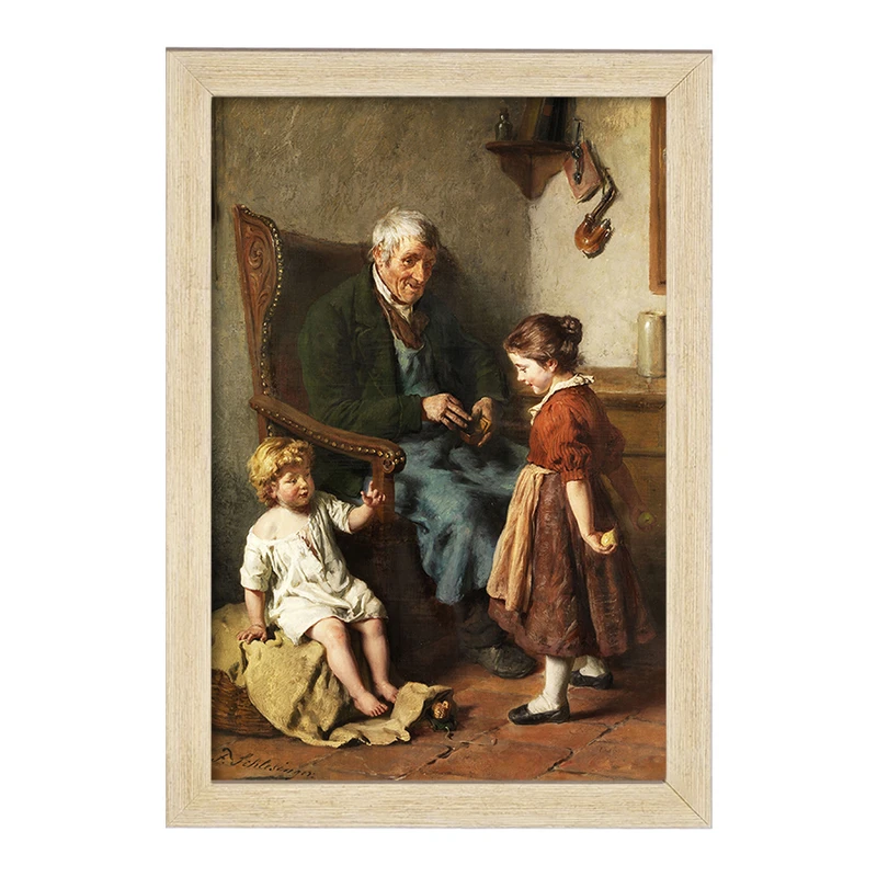 تابلو خندالو مدل نقاشی با پدربزرگ اثر فلیکس شلزینگر کد F12301