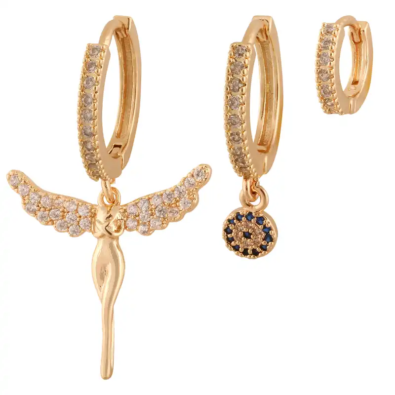 گوشواره زنانه وای اس ایکس مدل فرشته کد E3789 مجموعه 3 عددی