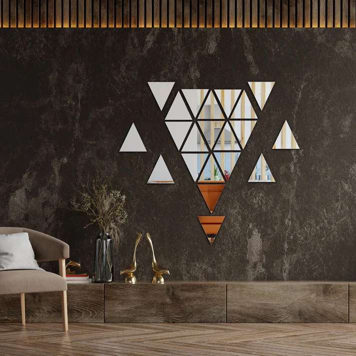 آینه پلکسی گلس مدل مثلثی دکوراتیو کد N4-2 مجموعه 21 عددی