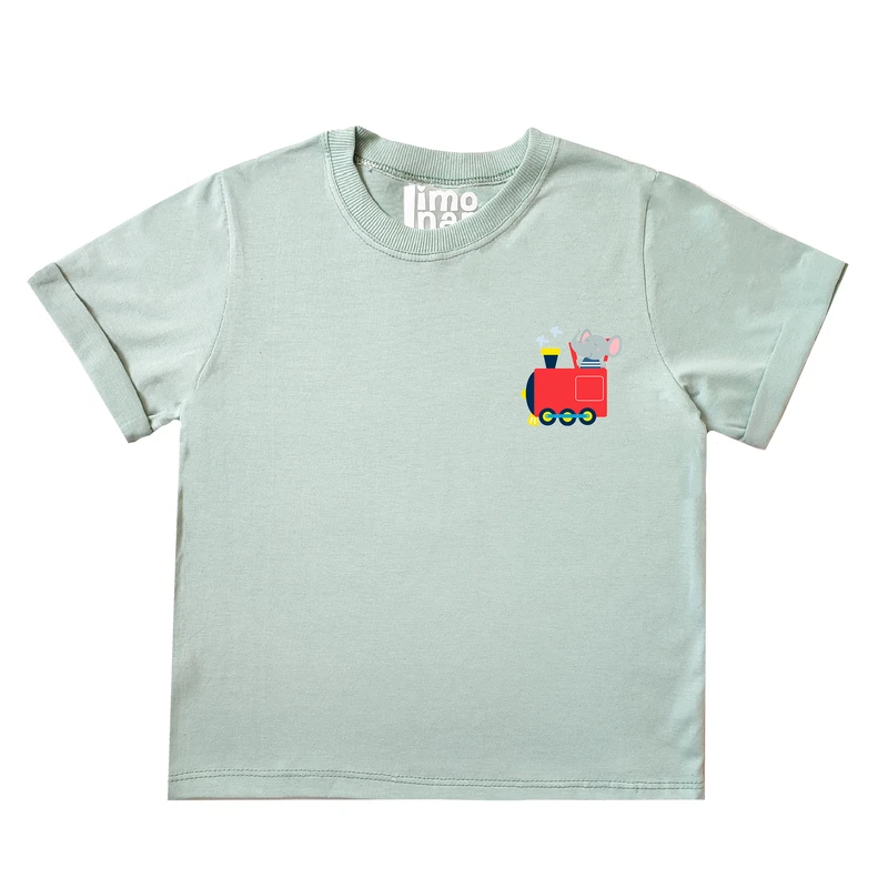 تی شرت آستین کوتاه پسرانه لیمونار گالری مدل قطار و فیل