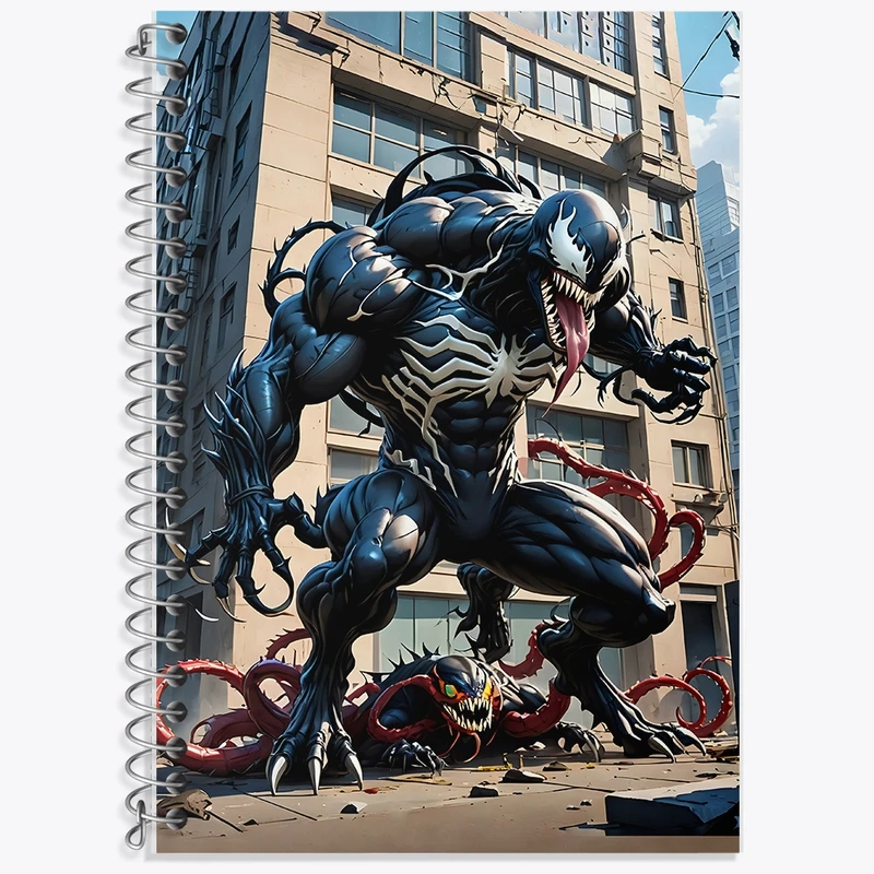 دفتر زبان 50 برگ خندالو مدل سه خط طرح ونوم (Venom) کد F2519