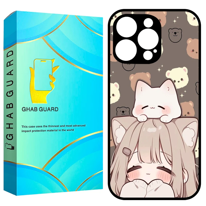 کاور قاب گارد طرح دختر و گربه مدل GCHP16P مناسب برای گوشی موبایل اپل iPhone 16 Pro