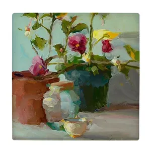 کاشی کارنیلا طرح گل و گلدان مدل لوحی کد klh2032