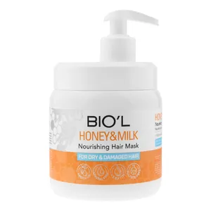 ماسک تقویت کننده مو بیول مدل HONEY & MILK مناسب برای موهای خشک و آسیب دیده حجم 500 میلی لیتر