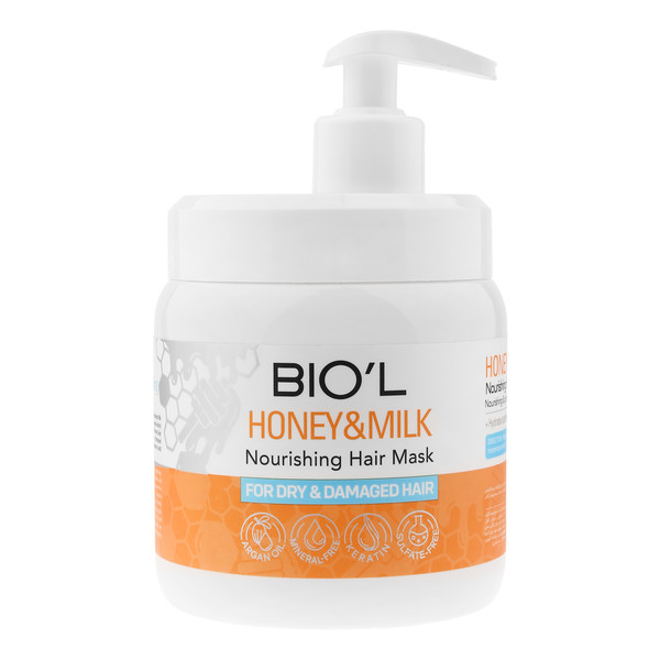 ماسک تقویت کننده مو بیول مدل HONEY & MILK مناسب برای موهای خشک و آسیب دیده حجم 500 میلی لیتر