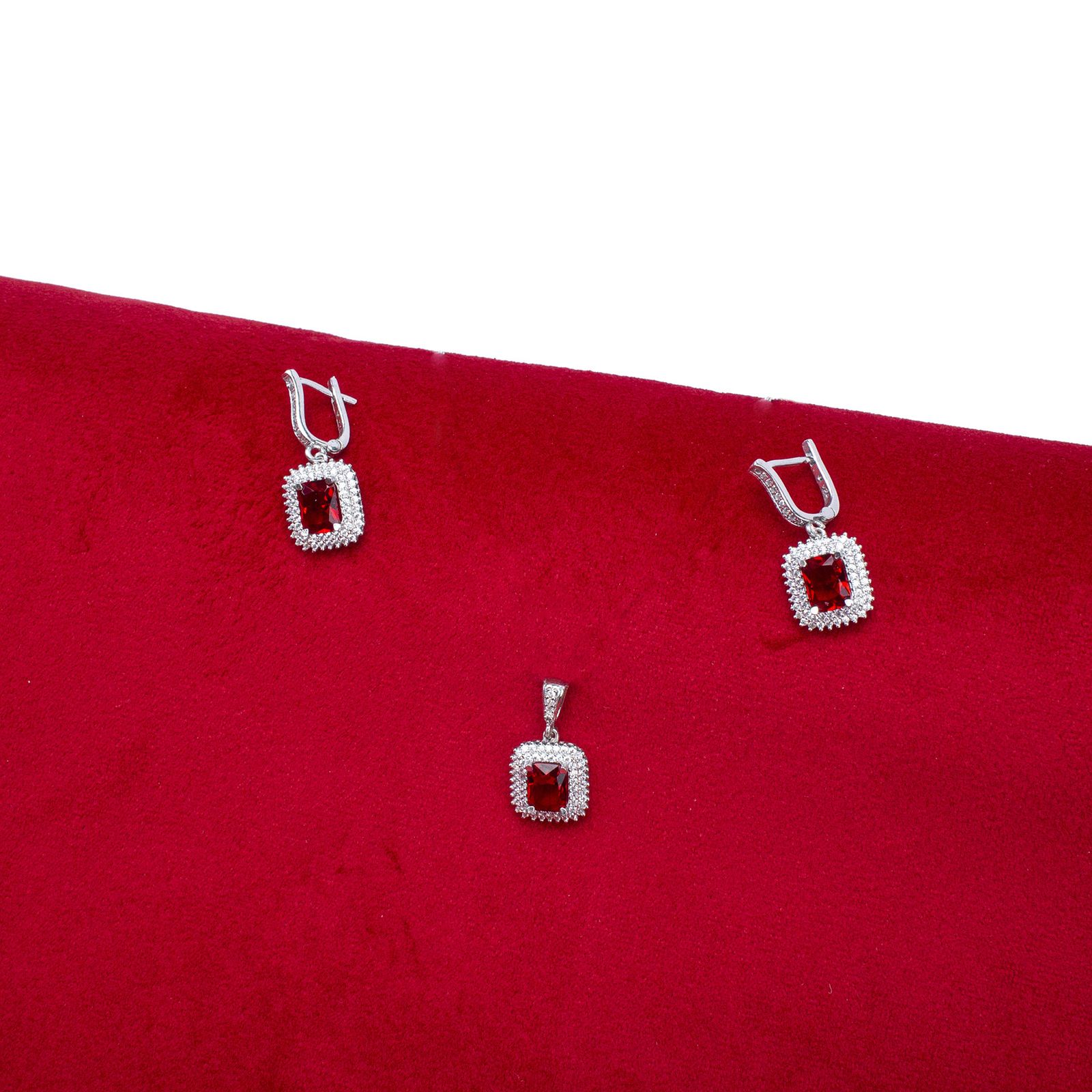 نیم ست نقره زنانه مدل یاقوت AMT-N197 -  - 4