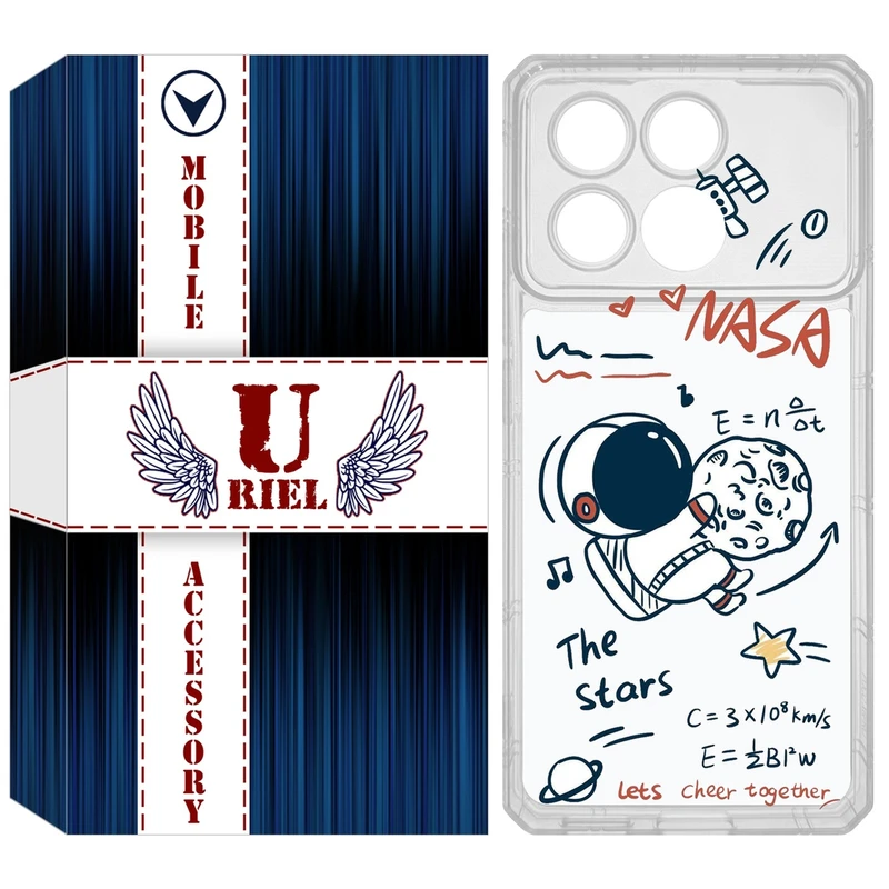 کاور یوریل مدل Clear کد 27 طرح ناسا مناسب برای گوشی موبایل شیائومی Poco X6 Pro