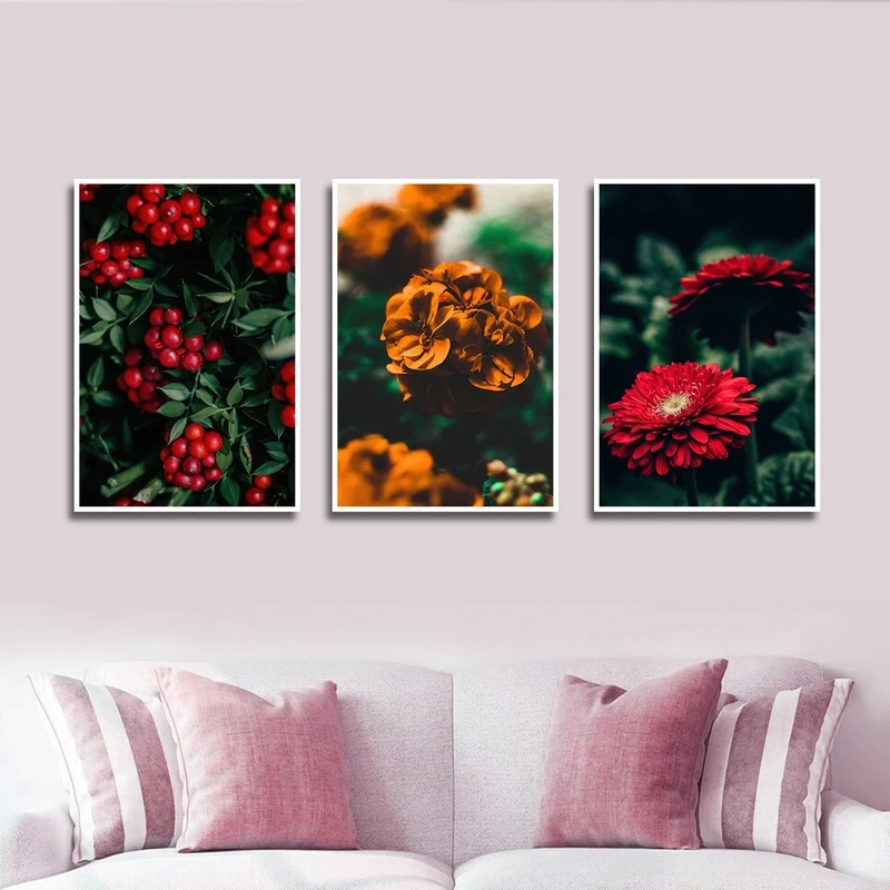 تابلو بکلیت طرح طبیعت و گل مدل W-2265 مجموعه 3 عددی