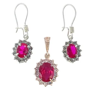 نیم ست نقره زنانه سلین کالا مدل یاقوت کد ce-yagh3