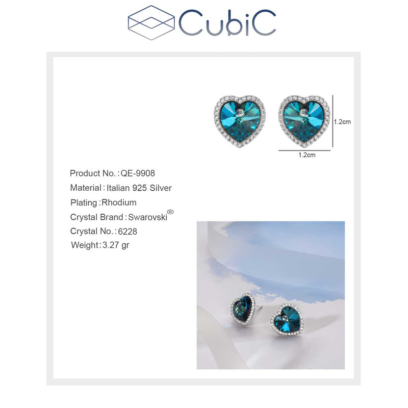 گوشواره نقره زنانه کوبیک مدل QE-9908 گوشواره نقره زنانه کوبیک مدل QE-9908