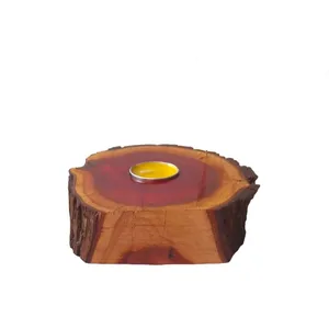 جا شمعی چوبی طرح تنه درخت