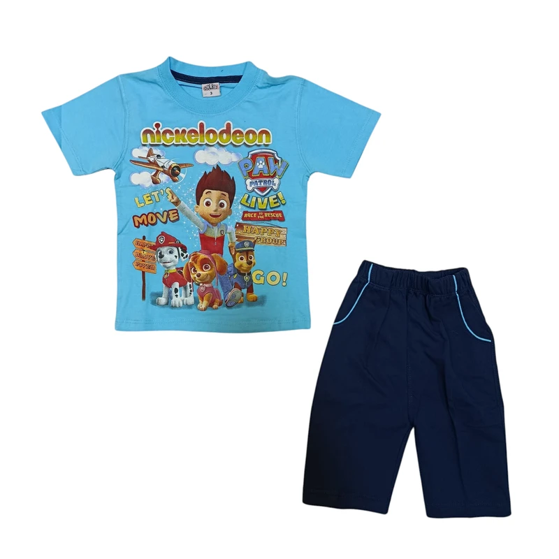 ست تی شرت آستین کوتاه و شلوارک پسرانه مدل سگهای نگهبان ASH1235