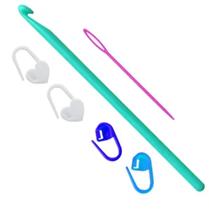 قلاب تریکو بافی مدل G.co-06 کد 06 به همراه سوزن دوخت کاموا و سنجاق نشانه گذار بافتنی مجموعه 6 عددی