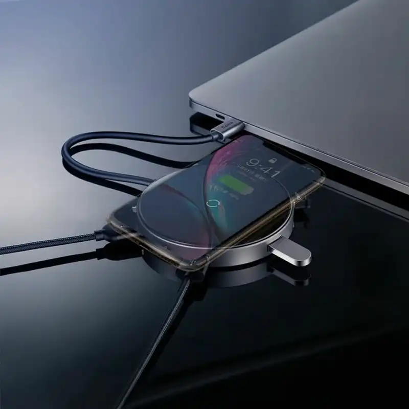 هاب 4 پورت USB-C و شارژر بی سیم باسئوس مدل WXJMY-01